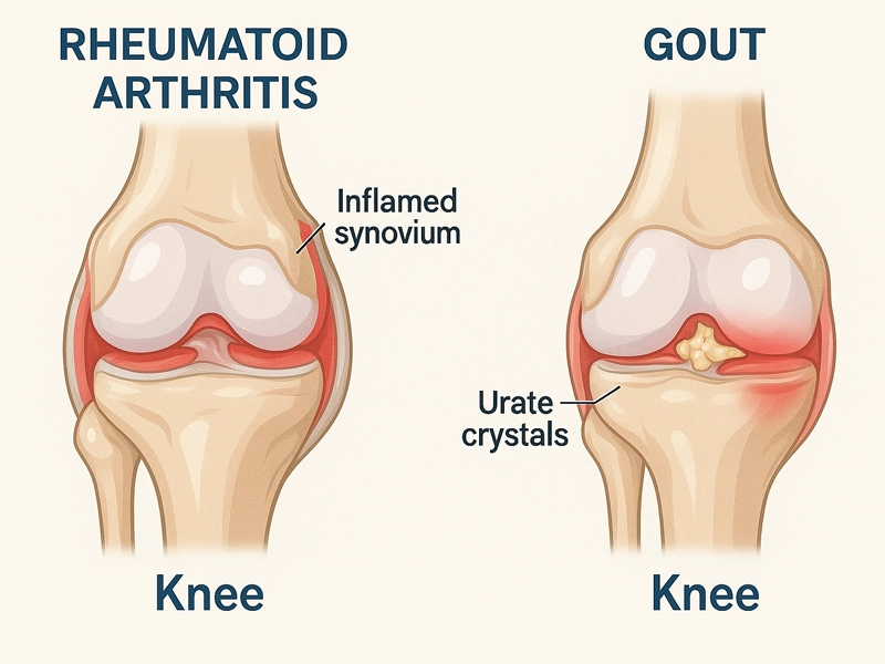 مقایسه بین روماتیسم مفصلی زانو و نقرس زانو